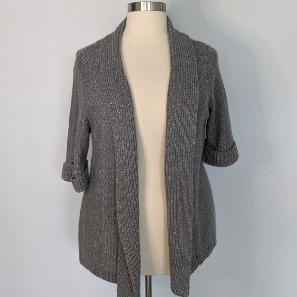 Liz Claiborne grey and silver cardigan
